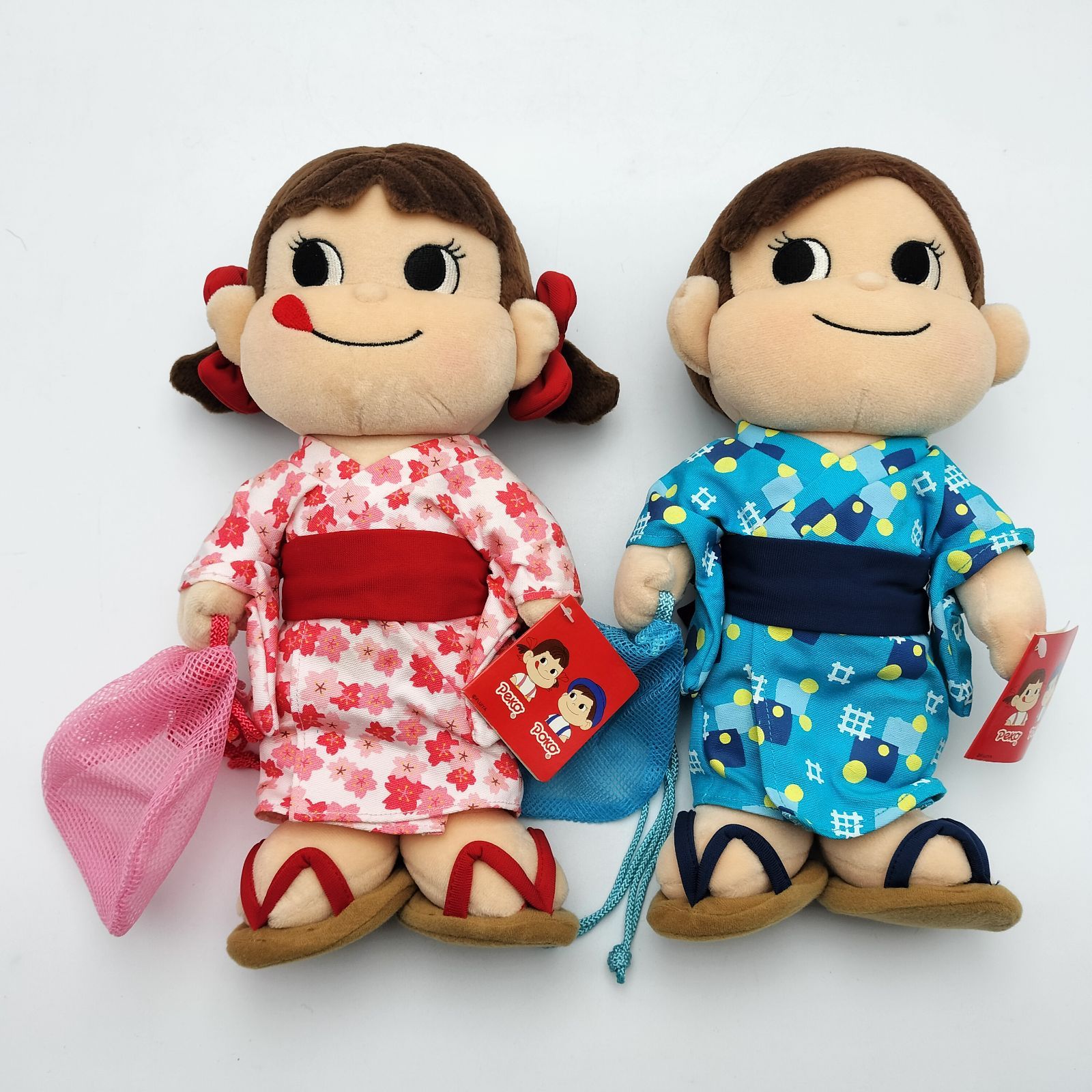 美品】不二家 ペコちゃん ポコちゃん 30cm 浴衣ぬいぐるみ セット