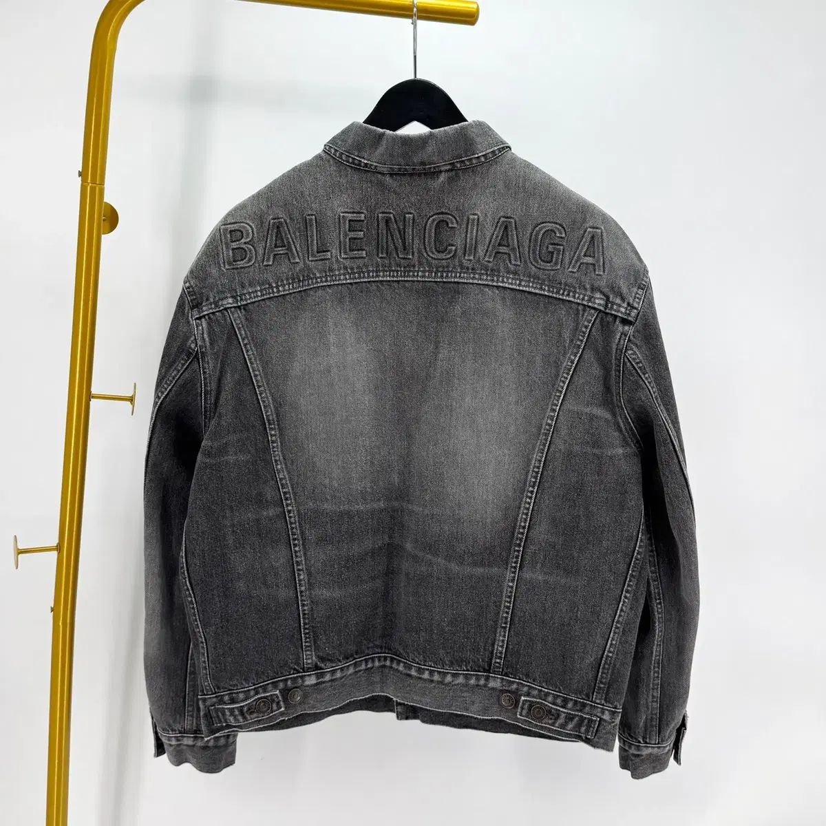 34サイズ バレンシアガ バックロゴ デニムジャケット グレー (519953