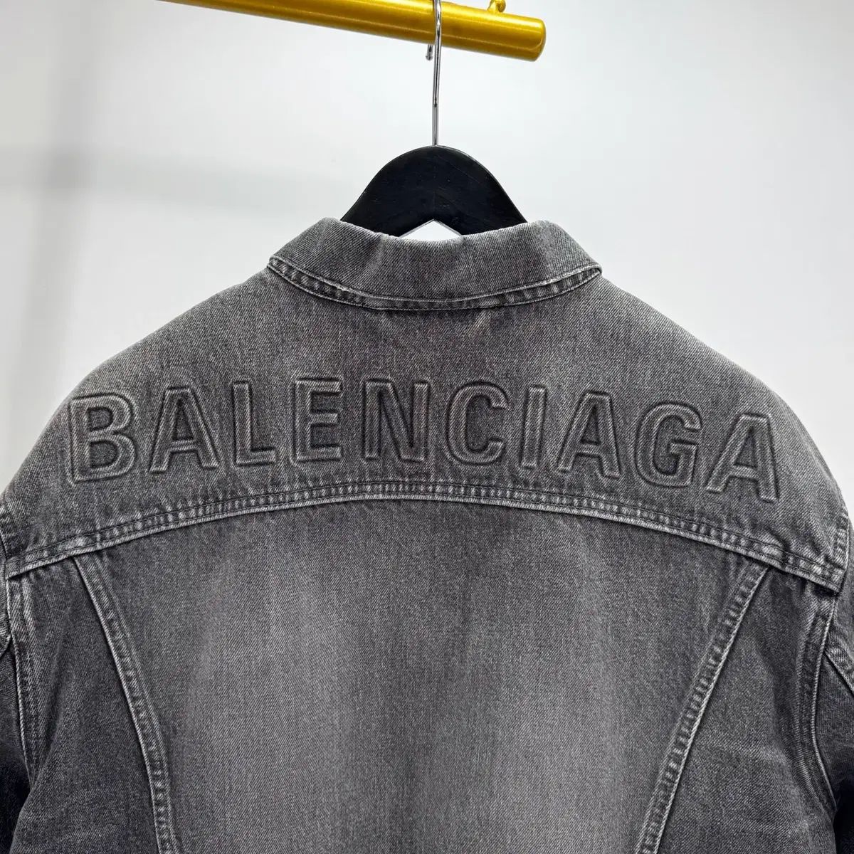 34サイズ バレンシアガ バックロゴ デニムジャケット グレー (519953
