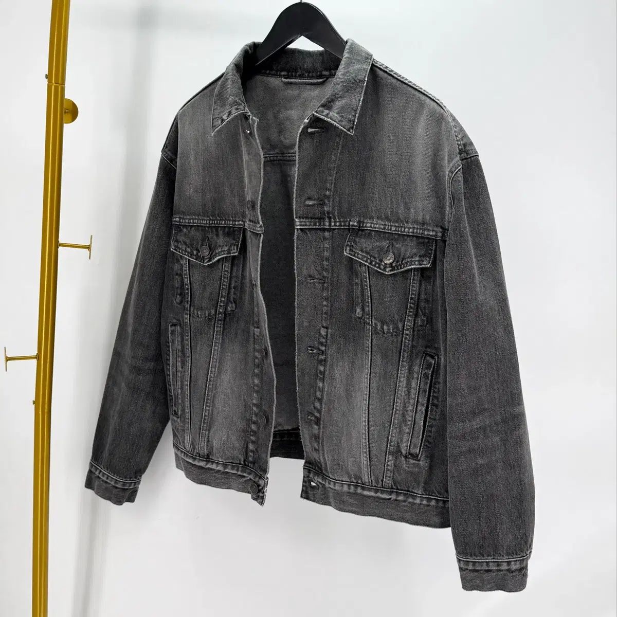 34サイズ バレンシアガ バックロゴ デニムジャケット グレー (519953