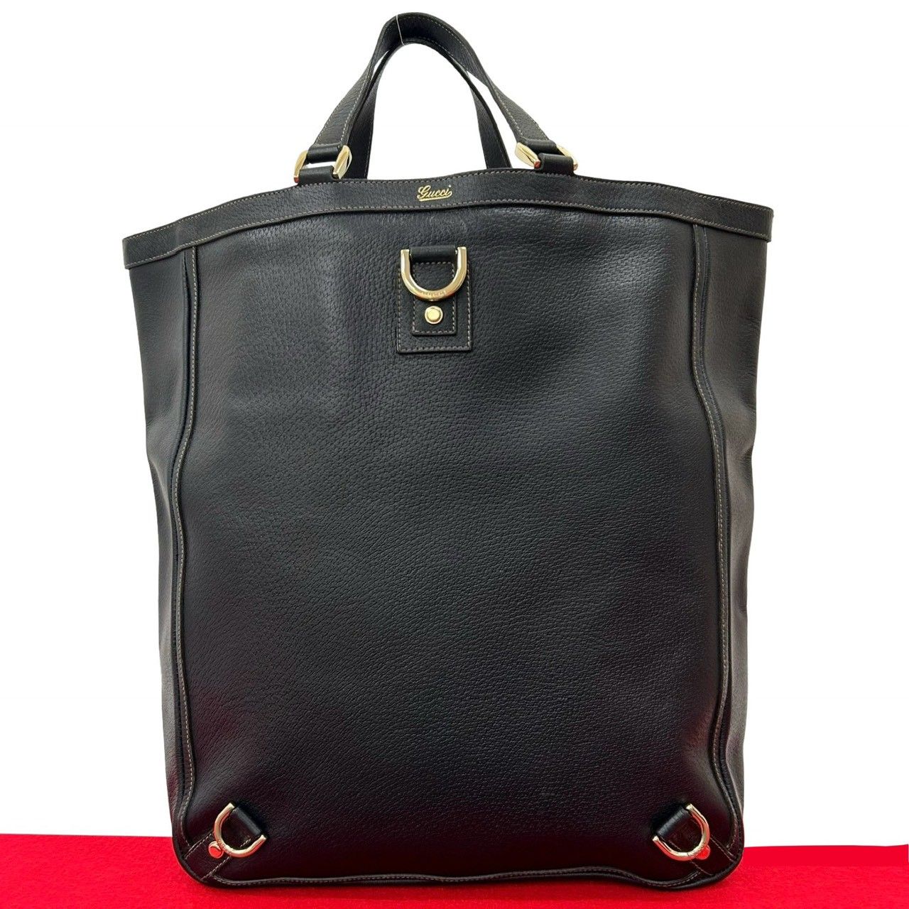 極 美品 希少品 GUCCI グッチ アビー ロゴ 金具 レザー 本革 トート