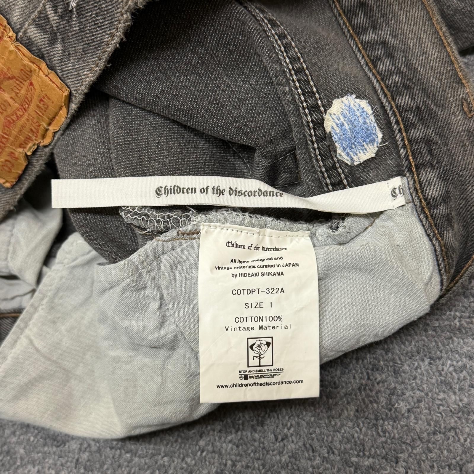 Children of the discordance 19SS VINTAGE EMBROIDERY DENIM PANTS ヴィンテージ 刺繍 デニムパンツ ジーンズ チルドレンオブザディスコーダンス COTDPT-322A ブラック系 1 （6500M） Children of the discordance 19SS VINTAGE EMBROIDERY DENIM PANTS