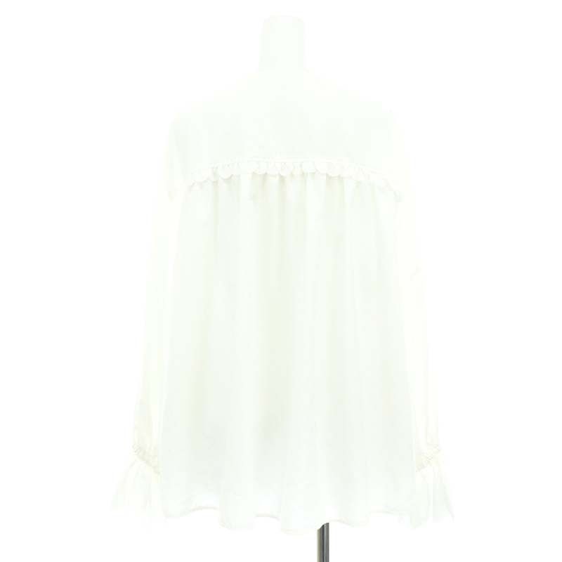 ヨリ yori 22AW スカラップカットワークブラウス 長袖 F 白 ホワイト