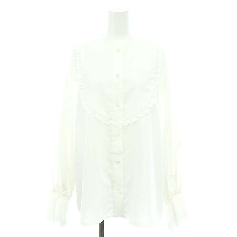 ヨリ yori 22AW スカラップカットワークブラウス 長袖 F 白 ホワイト