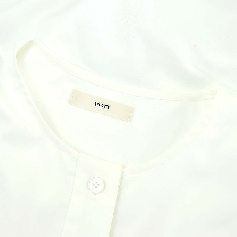ヨリ yori 22AW スカラップカットワークブラウス 長袖 F 白 ホワイト