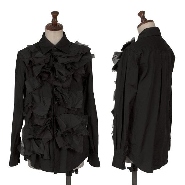 コムデギャルソンCOMME des GARCONS フロントフリル装飾シャツ 黒XS