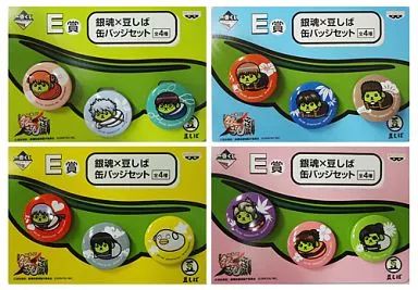 中古】バッジ・ピンズ(キャラクター) 全4種セット 銀魂×豆しば 缶