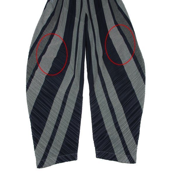 プリーツプリーズPLEATS PLEASE ポリコットンストライプテーパード