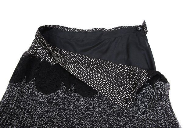 ジャンニヴェルサーチGIANNI VERSACE レース切替ドットシルクプリーツ