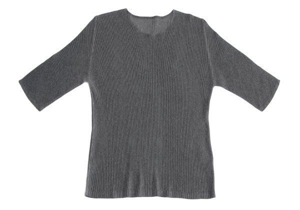 PLEATS PLEASEライトグレー プリーツデザイン 半袖シャツ サイズ3 PLEATS PLEASEライトグレー プリーツデザイン 半袖シャツ サイズ3