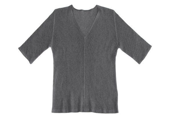 プリーツプリーズPLEATS PLEASE クレーププリーツVネック半袖