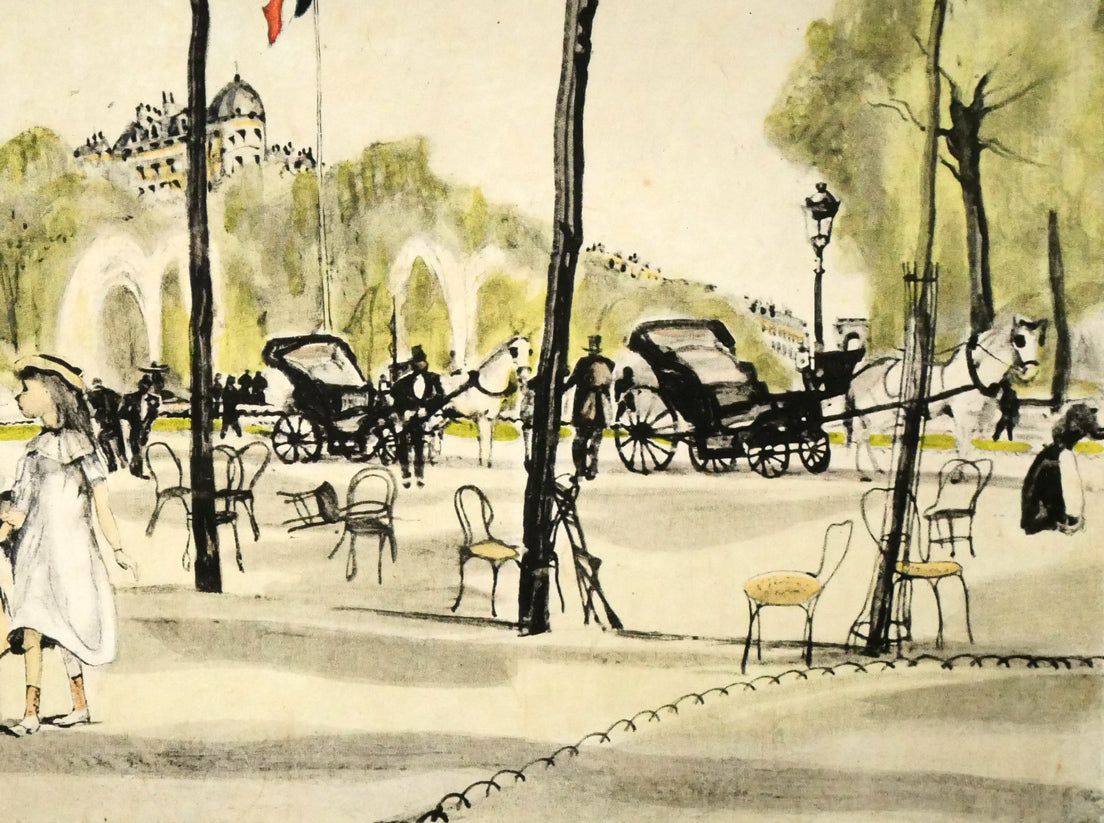 藤田 嗣治「シャンゼリゼ通り（『魅せられたる河』より）」銅版画