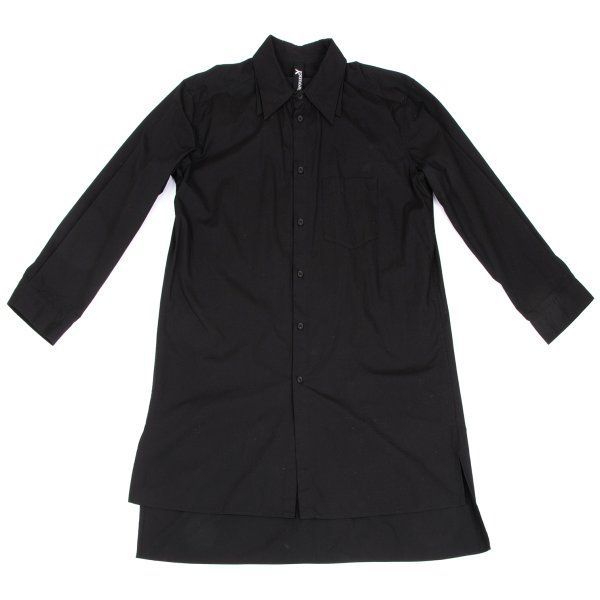 グラウンド ワイGround Y ダブルカラーコットンロングシャツ 黒3