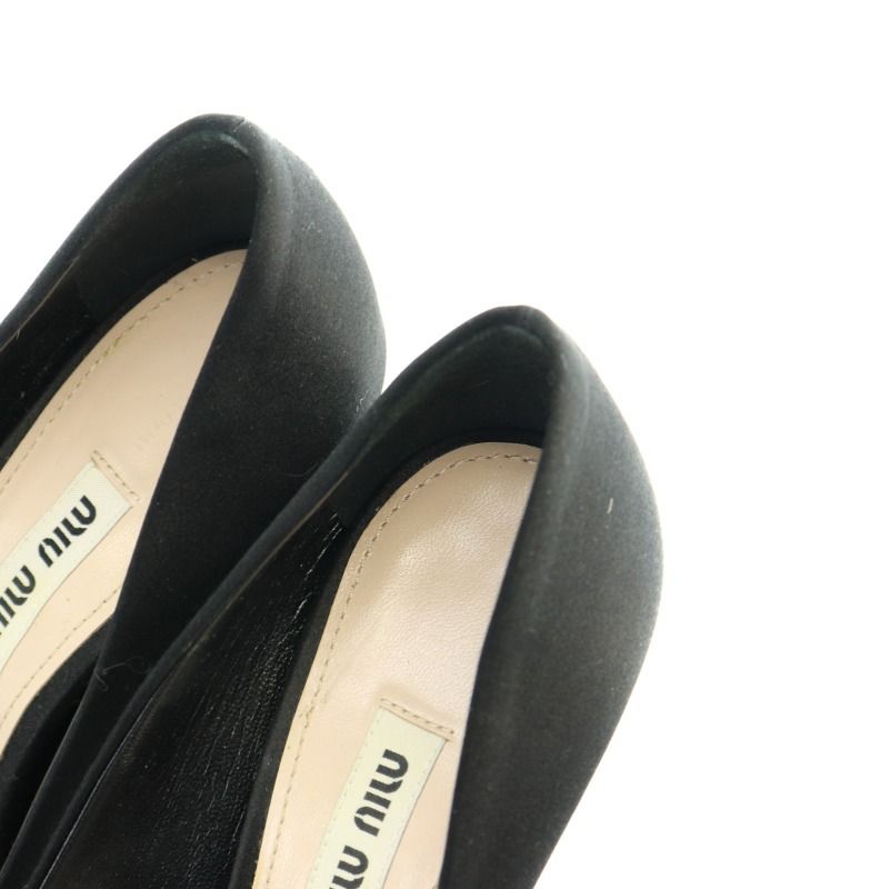 ミュウミュウ miumiu パンプス オープントゥ ピンヒール サテン