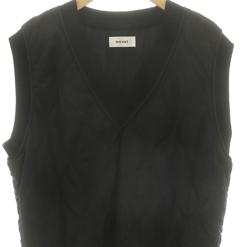 マチャット MACHATT 中綿キルティングベスト プルオーバー Vネック 黒