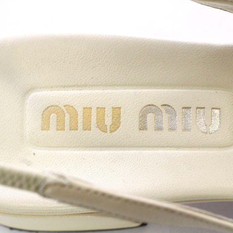 ミュウミュウ miumiu レザー スリングバックパンプス チャンキーヒール