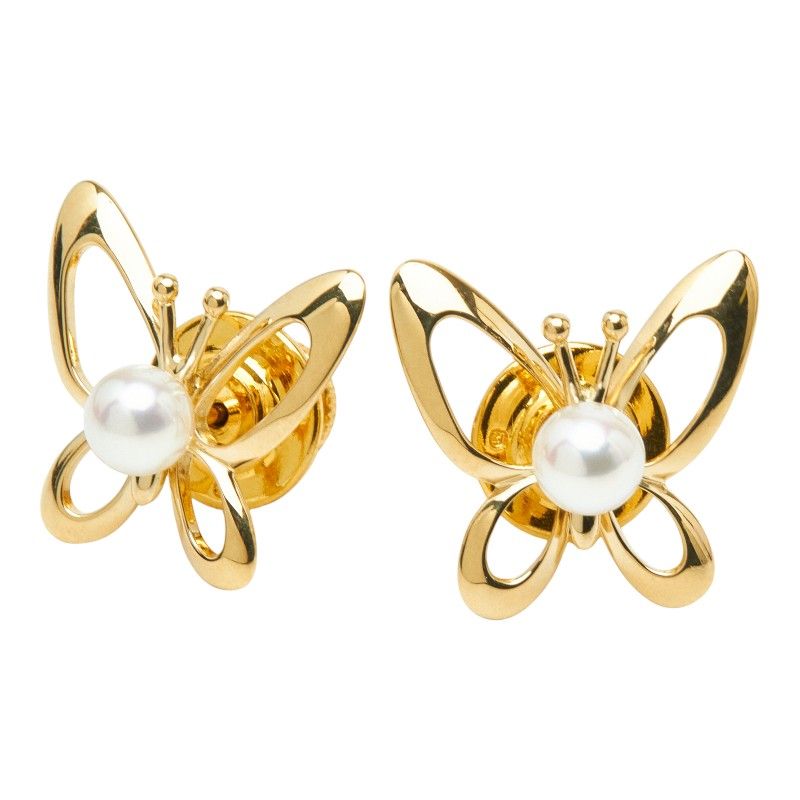 MIKIMOTO　ミキモト　ブローチ　蝶 ミキモト バタフライ 蝶々 モチーフ ピンブローチ K18 ゴールド