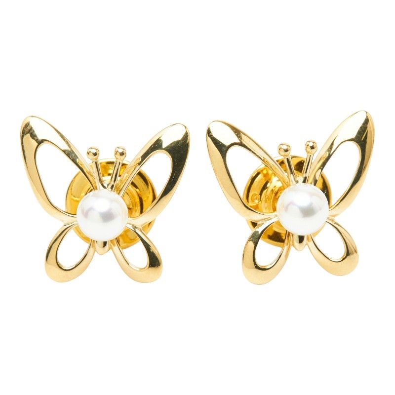 MIKIMOTO　ミキモト　ブローチ　蝶 ミキモト バタフライ 蝶々 モチーフ ピンブローチ K18 ゴールド