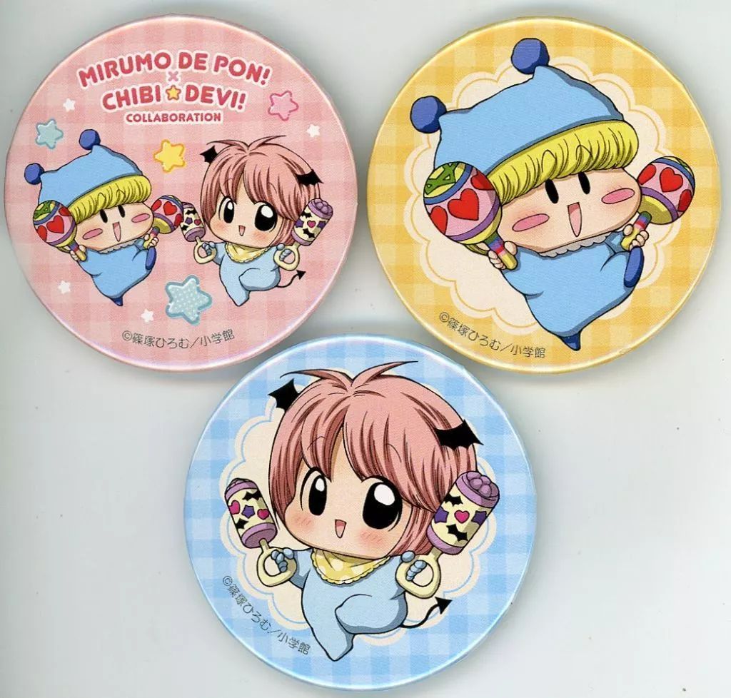 中古】バッジ・ピンズ ミルモ＆まおちゃん 缶バッジセット 「ミルモで