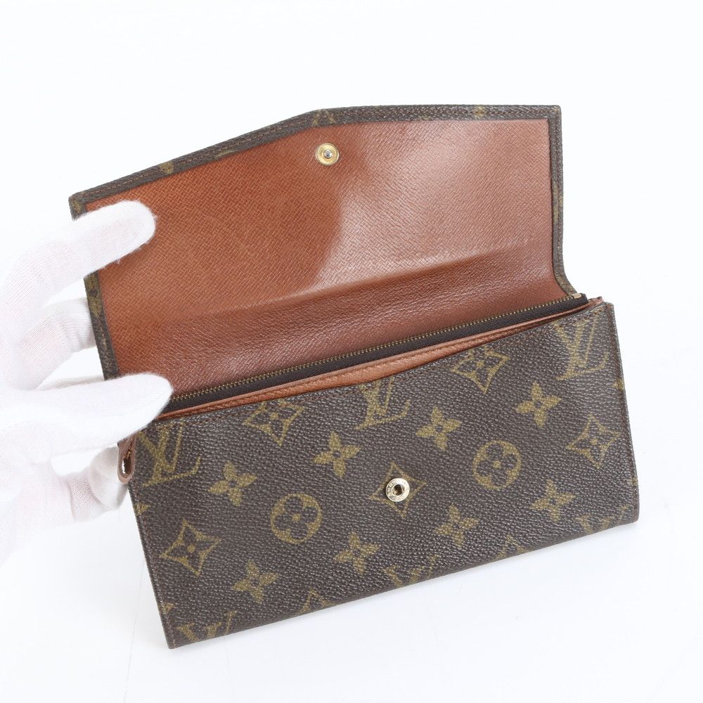 美品 ルイヴィトン モノグラム ポルト モネ クレディ レザー 長財布 二