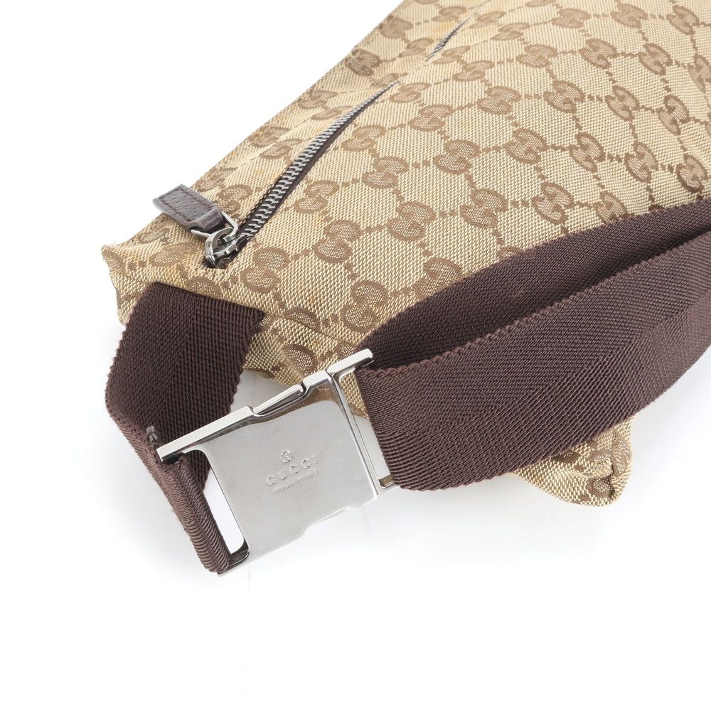 美品 グッチ GG キャンバス 28566 レザー 2WAY ボディバッグ 斜め掛け