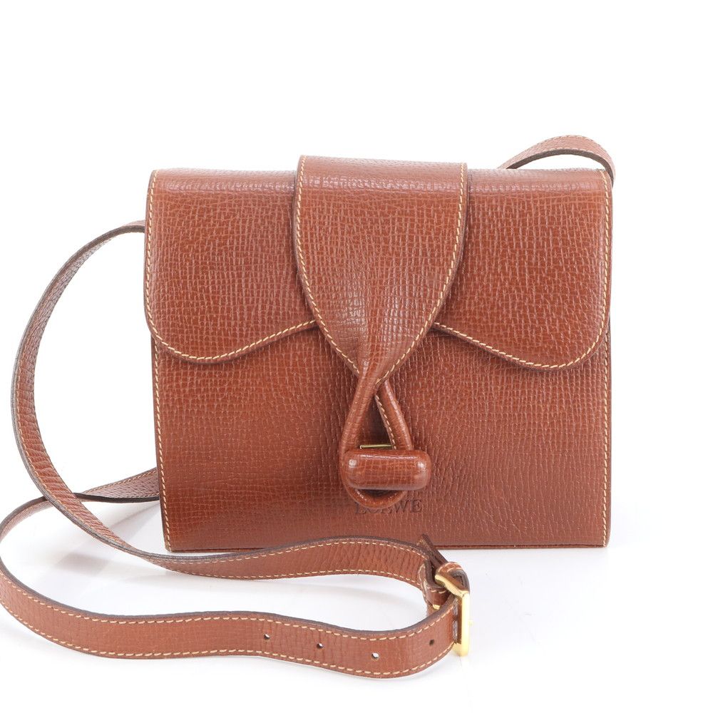 美品 ヴィンテージ ロエベ レザー トグル ショルダーバッグ 斜め掛け