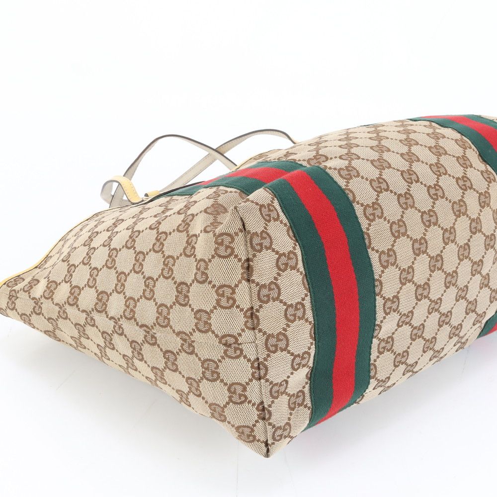 美品 グッチ GG キャンバス シェリー ライン ジョリー 211970 レザー