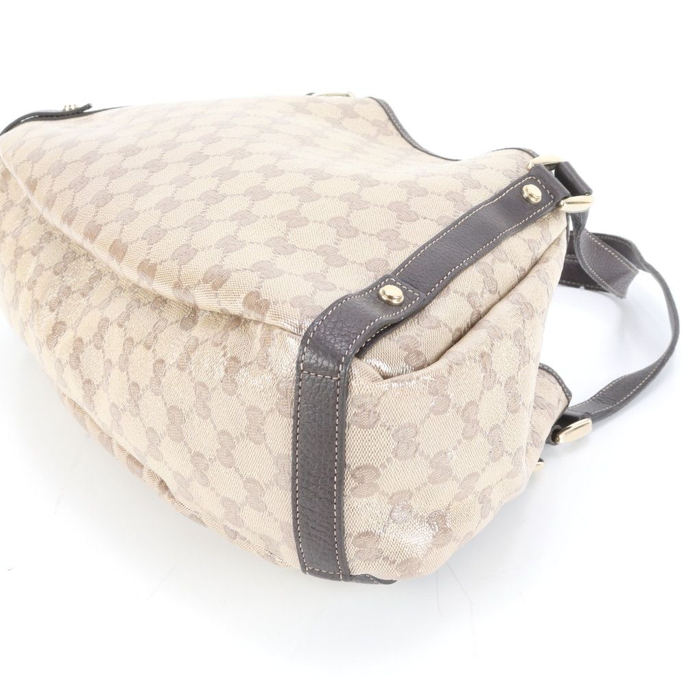 美品 グッチ アビー GGクリスタル トートバッグ PVCキャンバス レザー GUCCI グッチ GGクリスタル アビートートバッグ 204991 PVC レザー