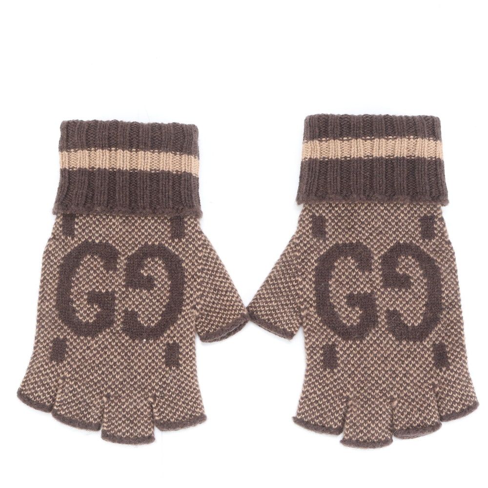 極美品 グッチ GG カシミヤ フィンガーレス グローブ 手袋 アーム