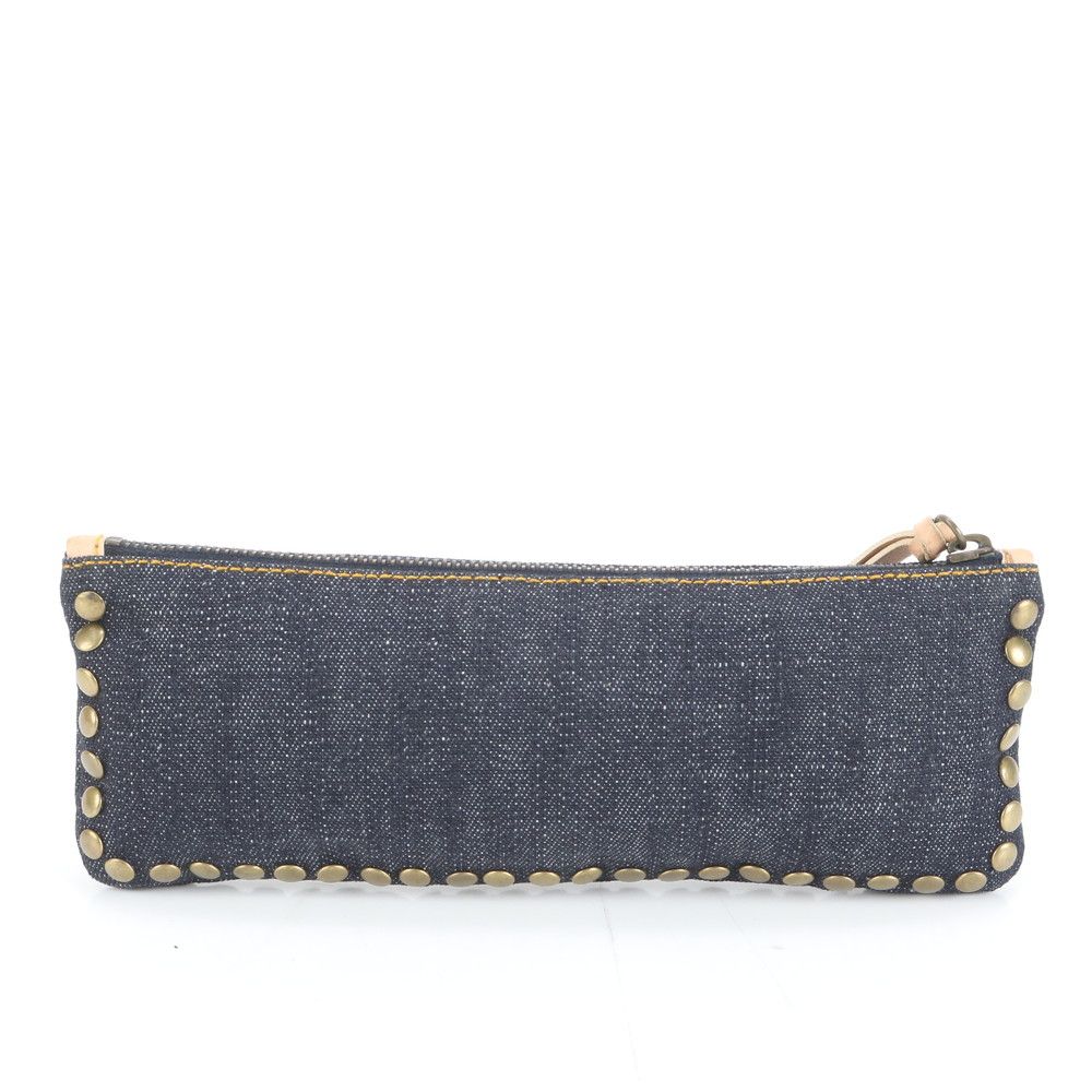 ミュウミュウ アーカイブ デニム スタッズ レザー ペンケース ポーチ 小物入れ レディース REE DJ 43-6