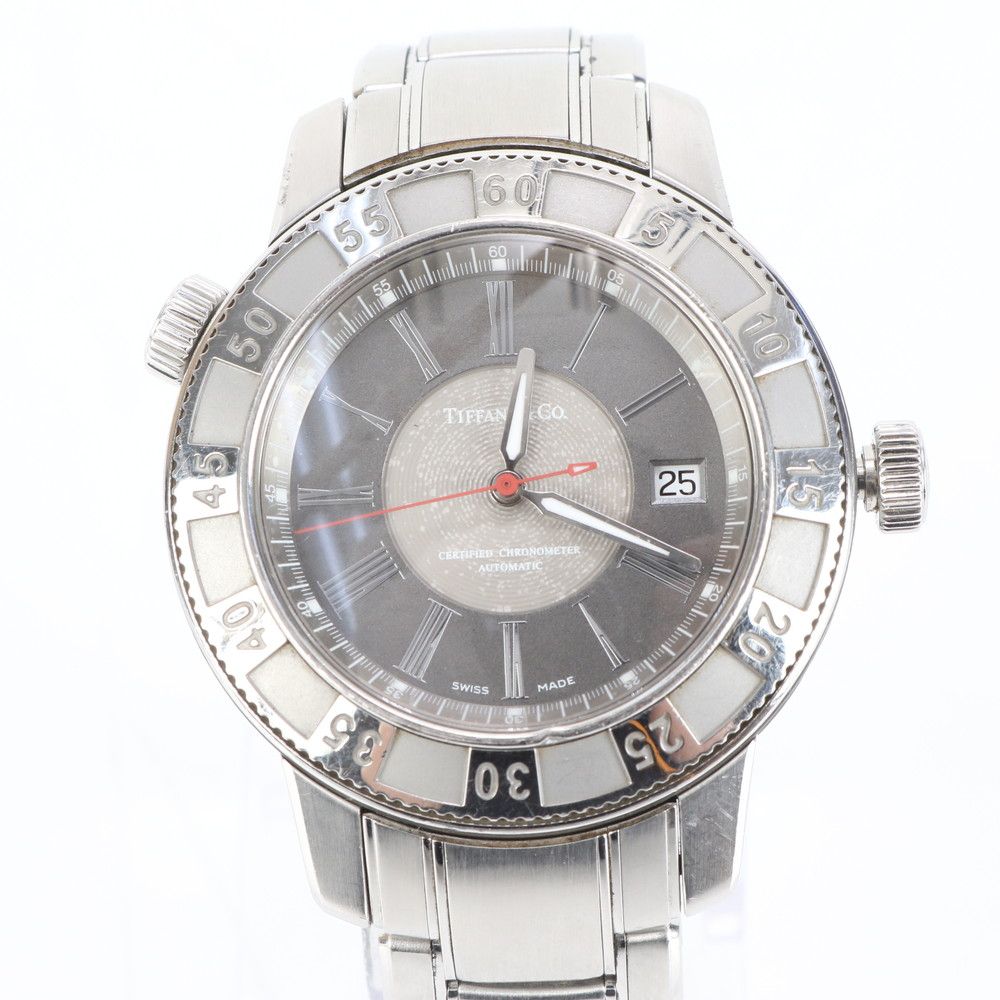 ティファニー マークT 57 自動巻き デイト 腕時計 ウォッチ グレー シルバー ブランド メンズ RWE DJ26 10