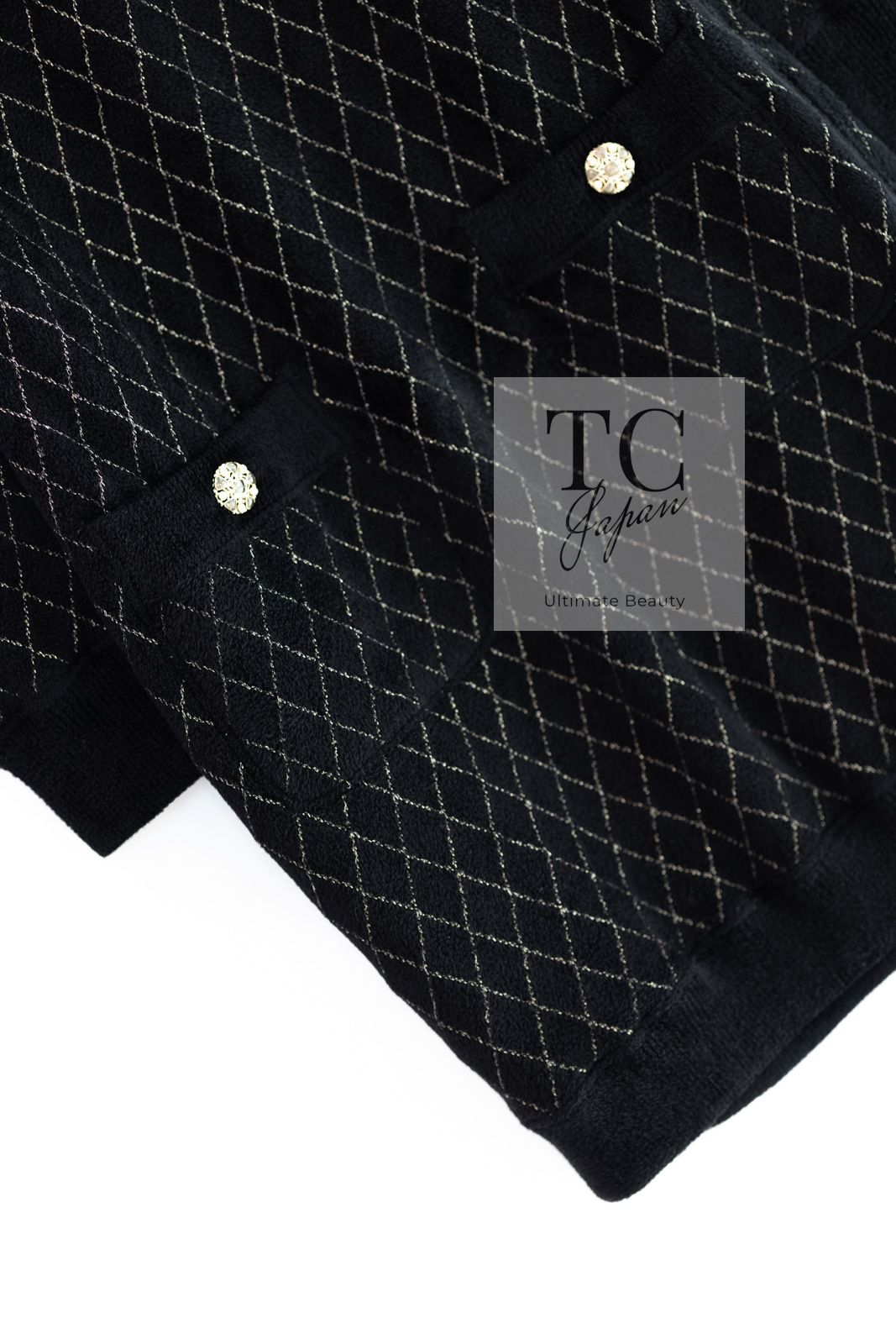 シャネル ワンピース CHANEL ブラック ゴールド No.5 ロゴ ジッパー  