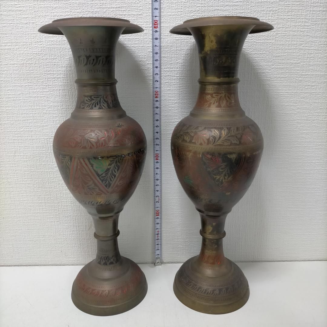 金属製 花器 2点セット フラワーベース 壺 オブジェ アンティーク調