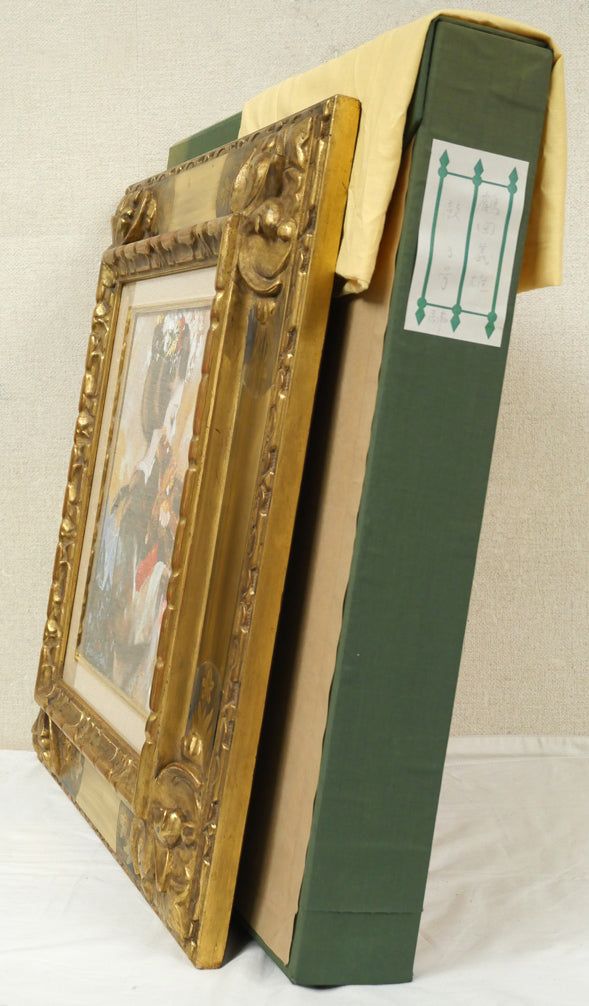 鶴岡 義雄「鼓（舞妓）」油絵・F3号 日本芸術院会員 二科会名誉理事