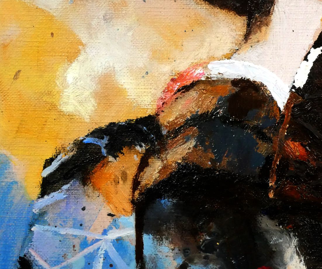 鶴岡 義雄「鼓（舞妓）」油絵・F3号 日本芸術院会員 二科会名誉理事