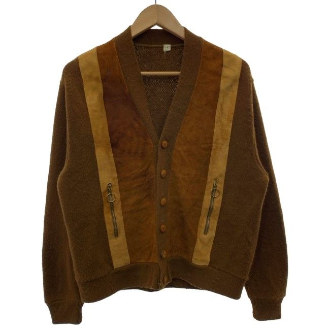 カーディガン 70s vintage 70年代 OLD 長袖 Vネック フルボタン 切替