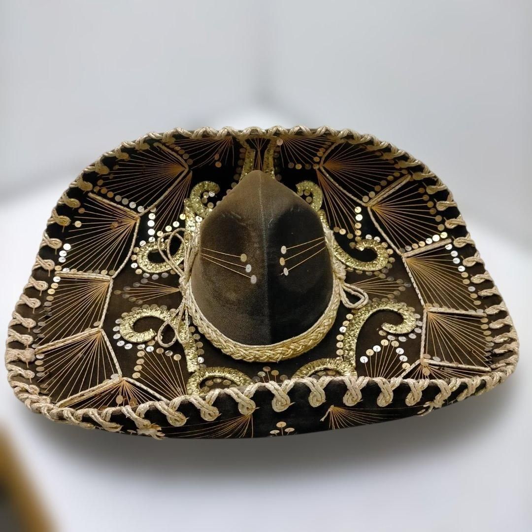 メキシコ ソンブレロ 帽子2個セット 民族衣装 ゴールド・シルバー刺繍