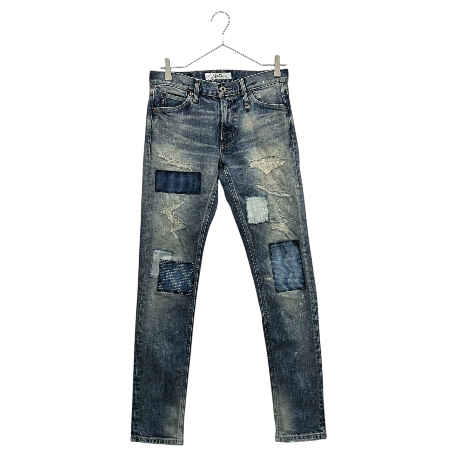 FDMTL(ファンダメンタル) Sashiko Patchwork Denim Skinny Pants