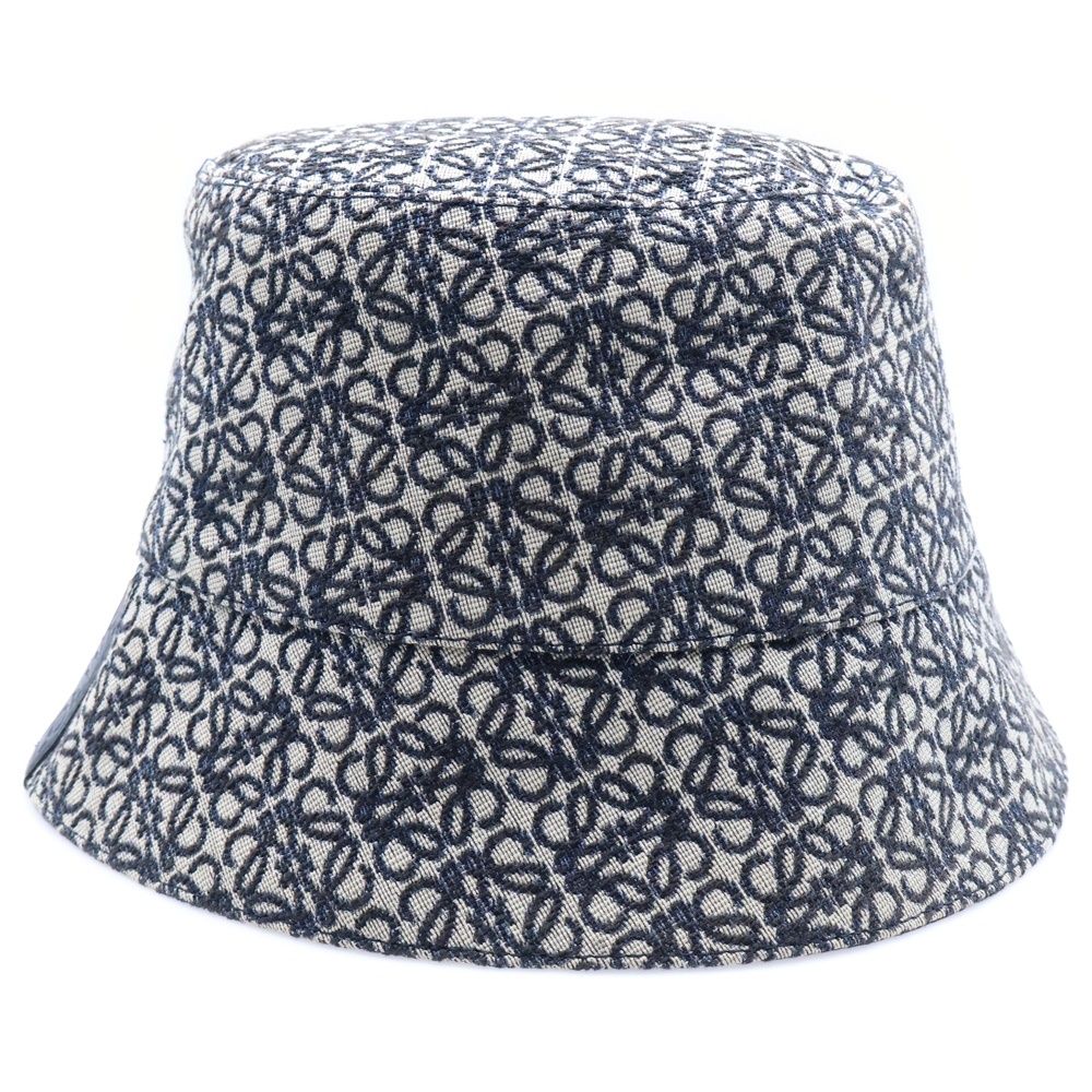 新品未使用『LOEWE』デニムハット　グレー フレイド フィッシャーマン ハット (デニム＆カーフ) ブルー - LOEWE