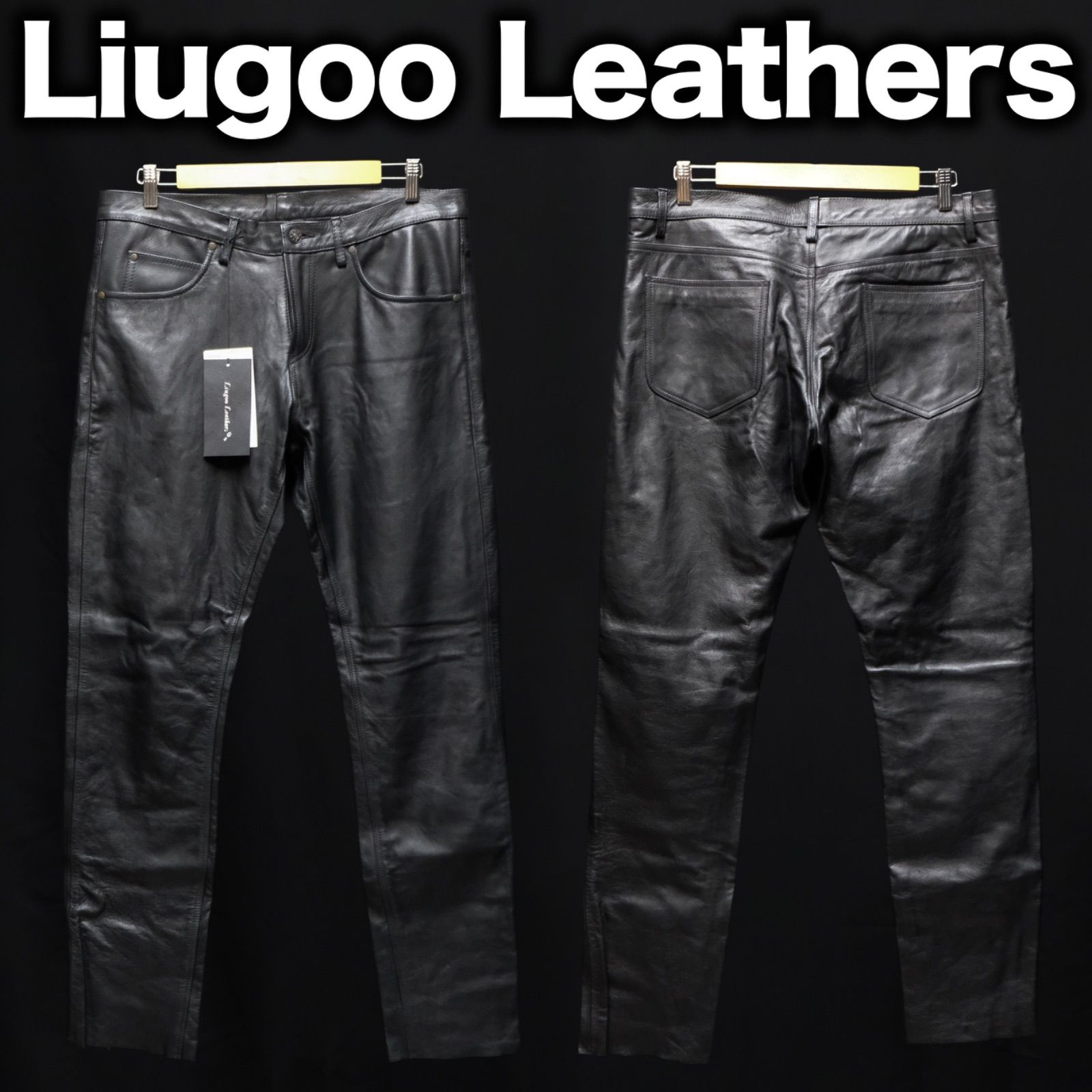 新品未使用　Liugoo Leathers 本革 ストレートパンツ 黒 楽天市場】Liugoo Leathers 本革 タイトフィット5ポケットストレート