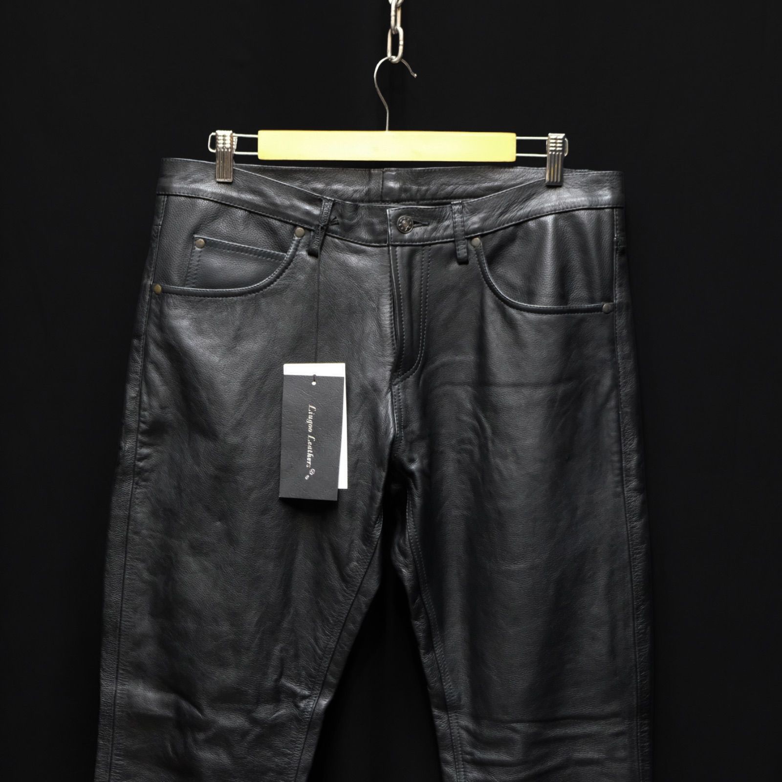 新品未使用　Liugoo Leathers 本革 ストレートパンツ 黒 楽天市場】Liugoo Leathers 本革 レギュラーフィットストレートパンツ