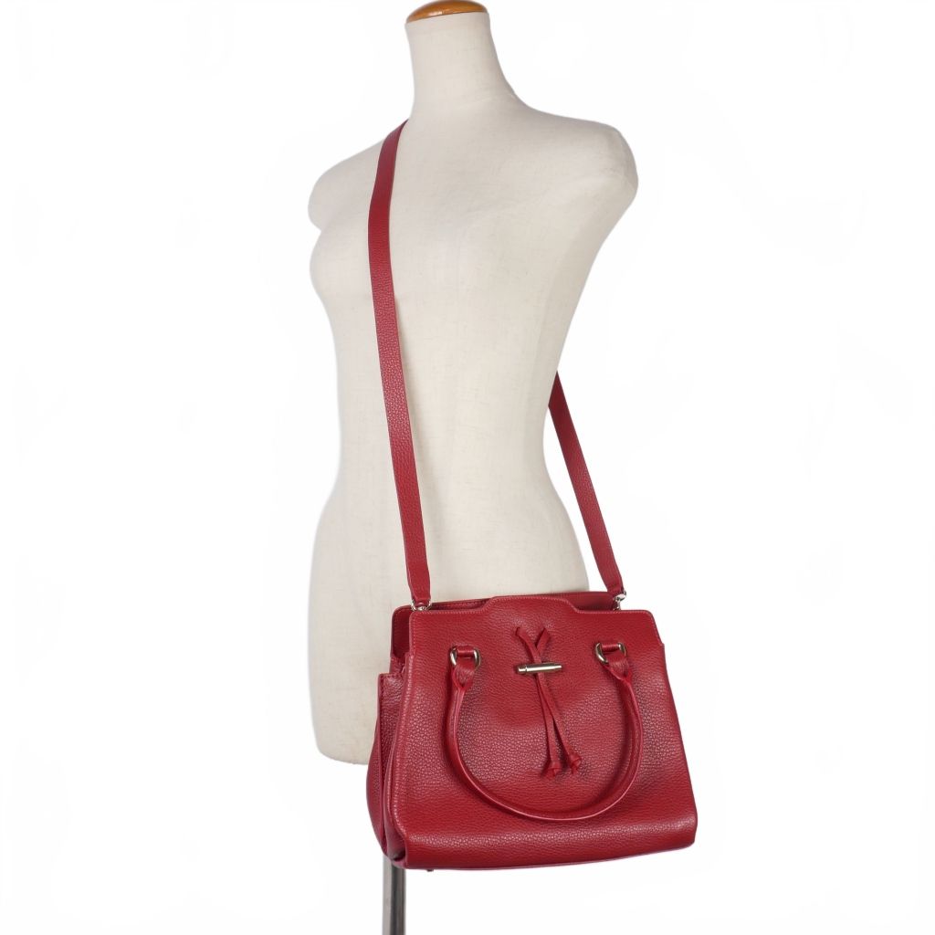 マウロ ゴヴェルナ 2WAY レザー ハンドバッグ ショルダーバッグ 赤 レッド マウロ ゴヴェルナ MAURO GOVERNA 2WAY レザー ハンドバッグ