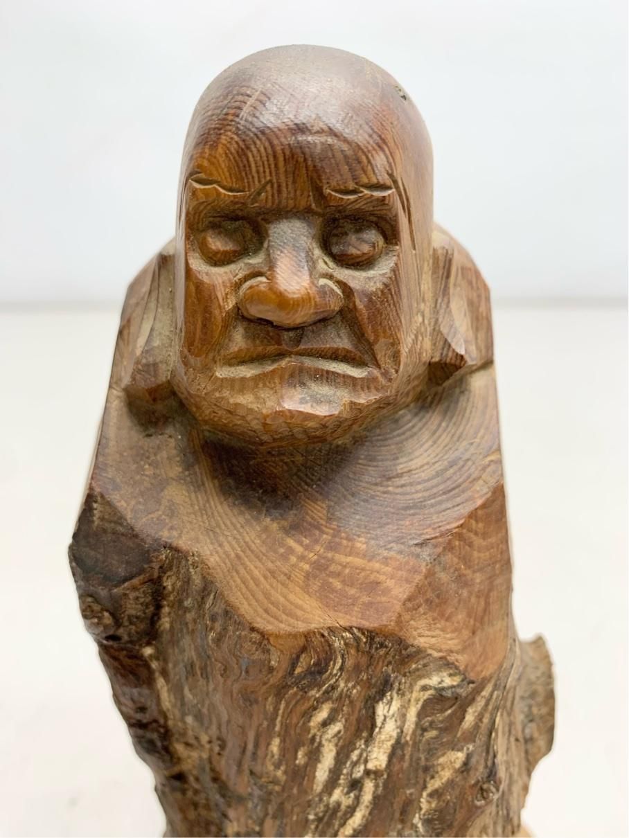 希少 達磨大師 だるま 天然木 木製 一刀彫 木彫り アンティーク