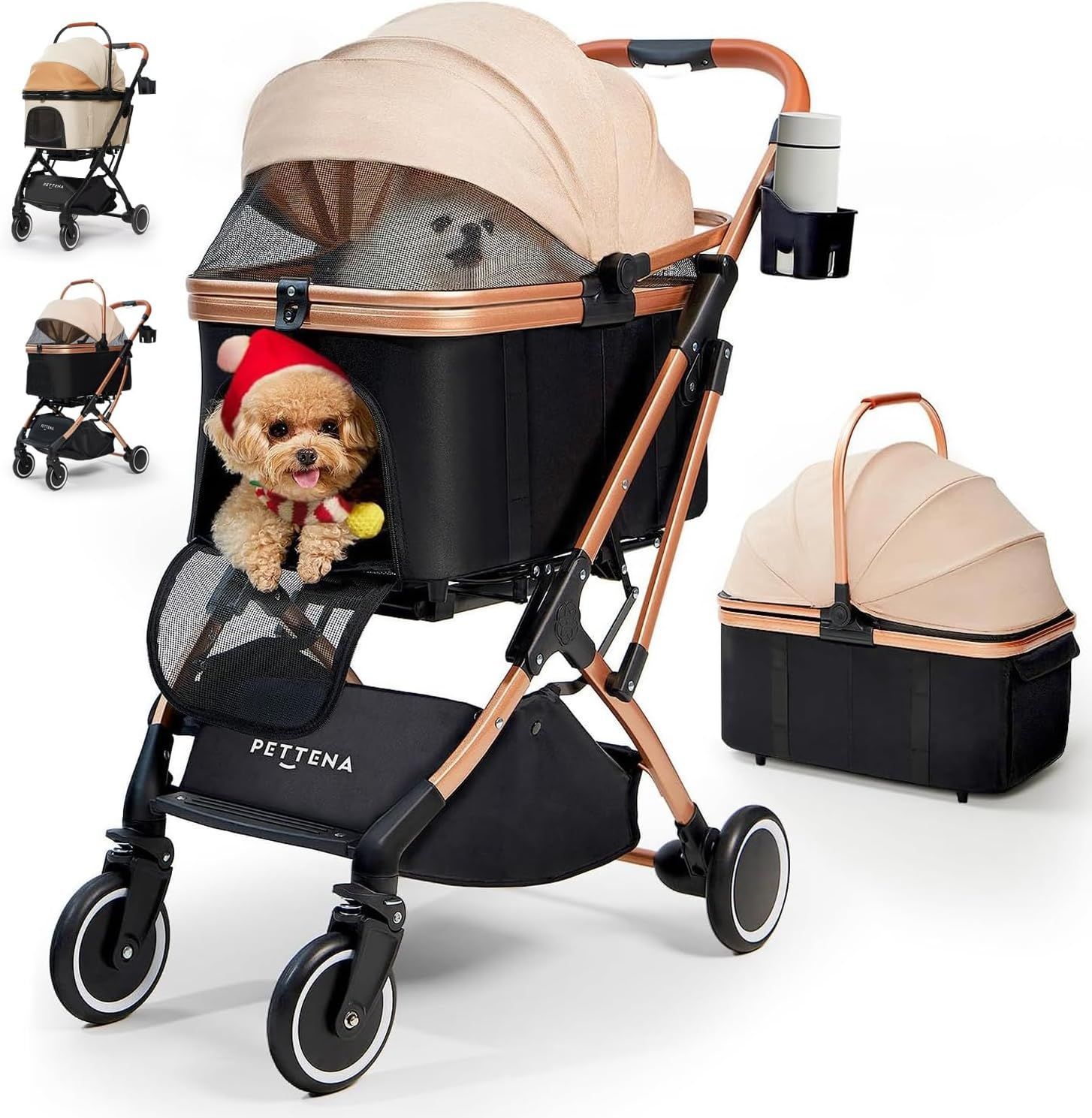 PETTENA 分離型 ペットカート 耐荷重20KG 広い空間 自立可能