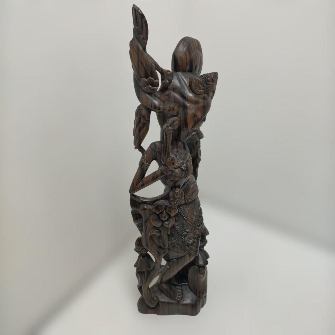木彫り 女性像 天女 女神 中国美術風 彫刻 置物 大型 約50cm 木製
