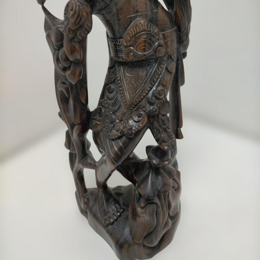 木彫り 女性像 天女 女神 中国美術風 彫刻 置物 大型 約50cm 木製