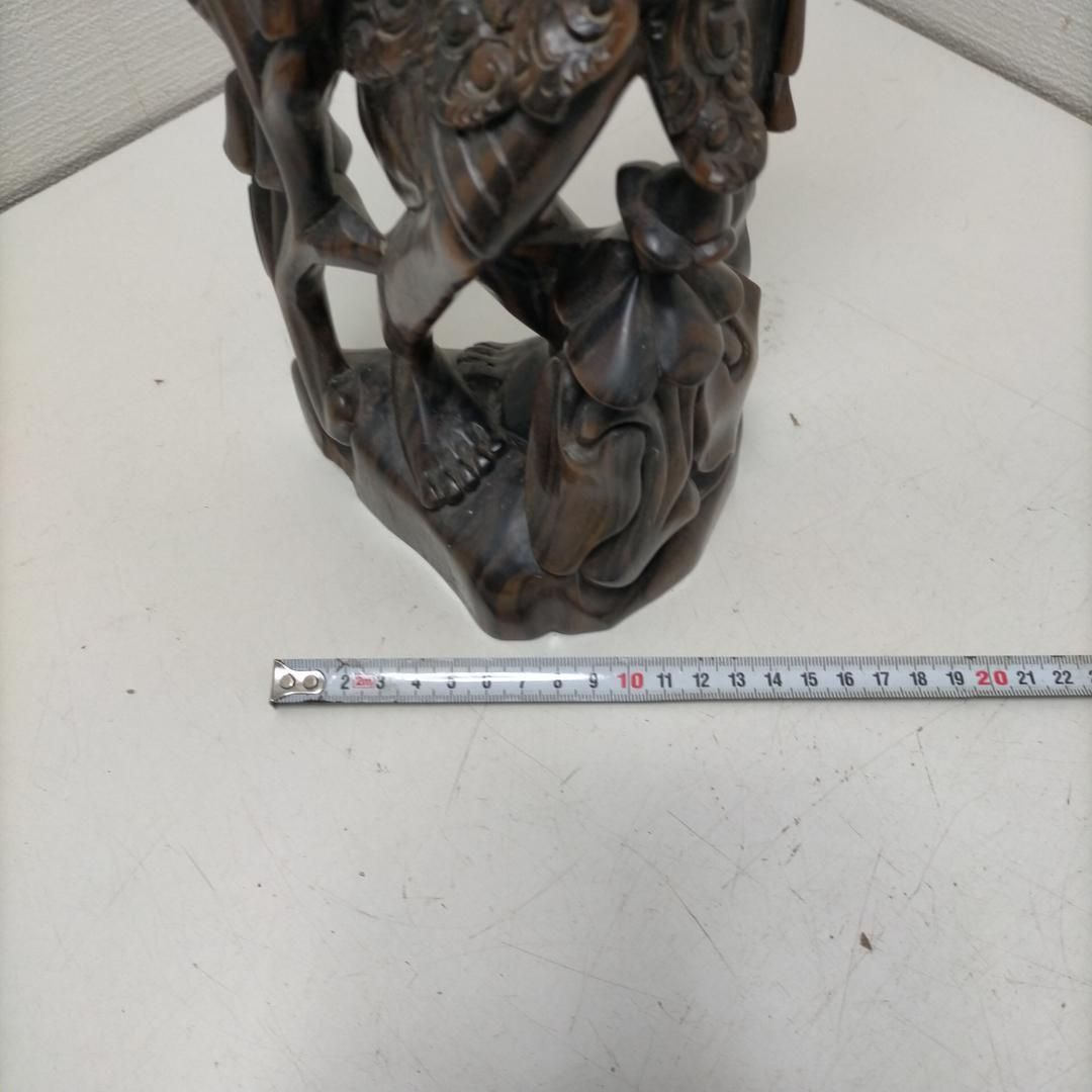 木彫り 女性像 天女 女神 中国美術風 彫刻 置物 大型 約50cm 木製