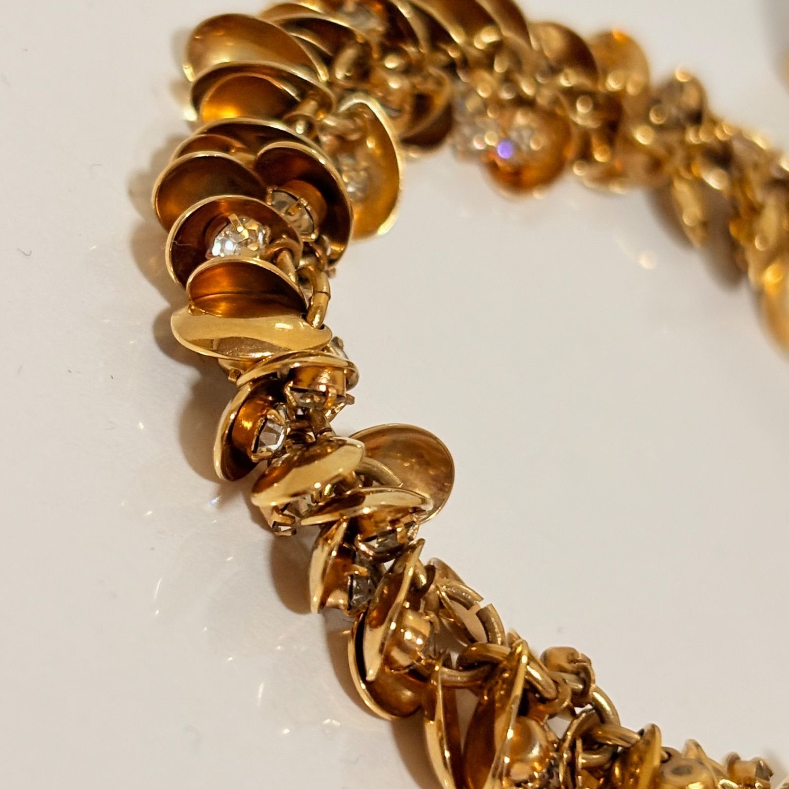 極美品/1960s】Vintage ブレスレット 豪華 ラインストーン ゴールド