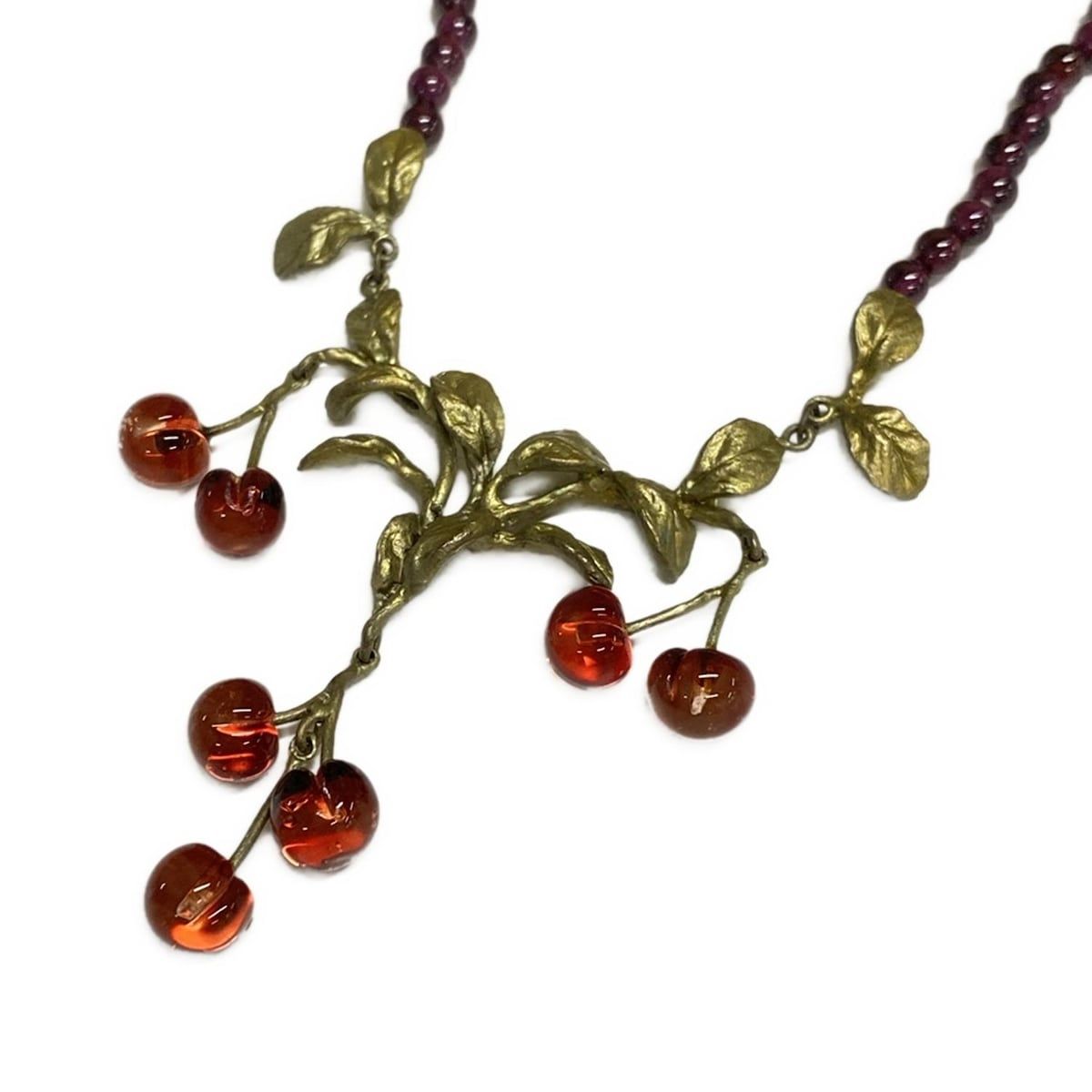 MICHAEL MICHAUD(マイケルミショー) ネックレス - ブロンズ×ボルドー