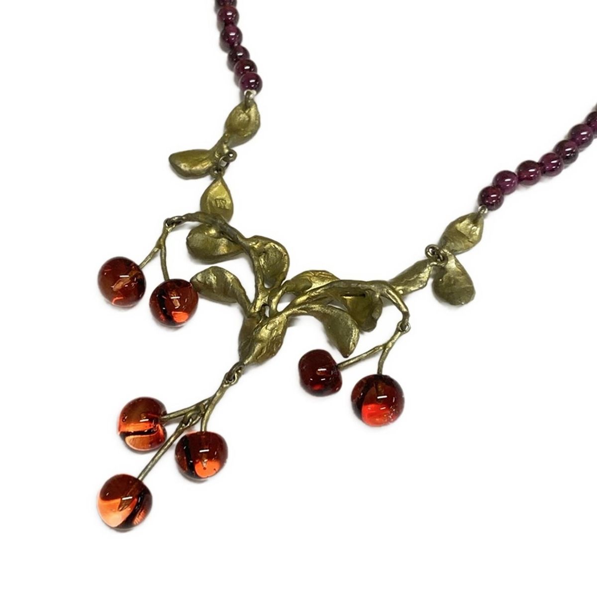 MICHAEL MICHAUD(マイケルミショー) ネックレス - ブロンズ×ボルドー